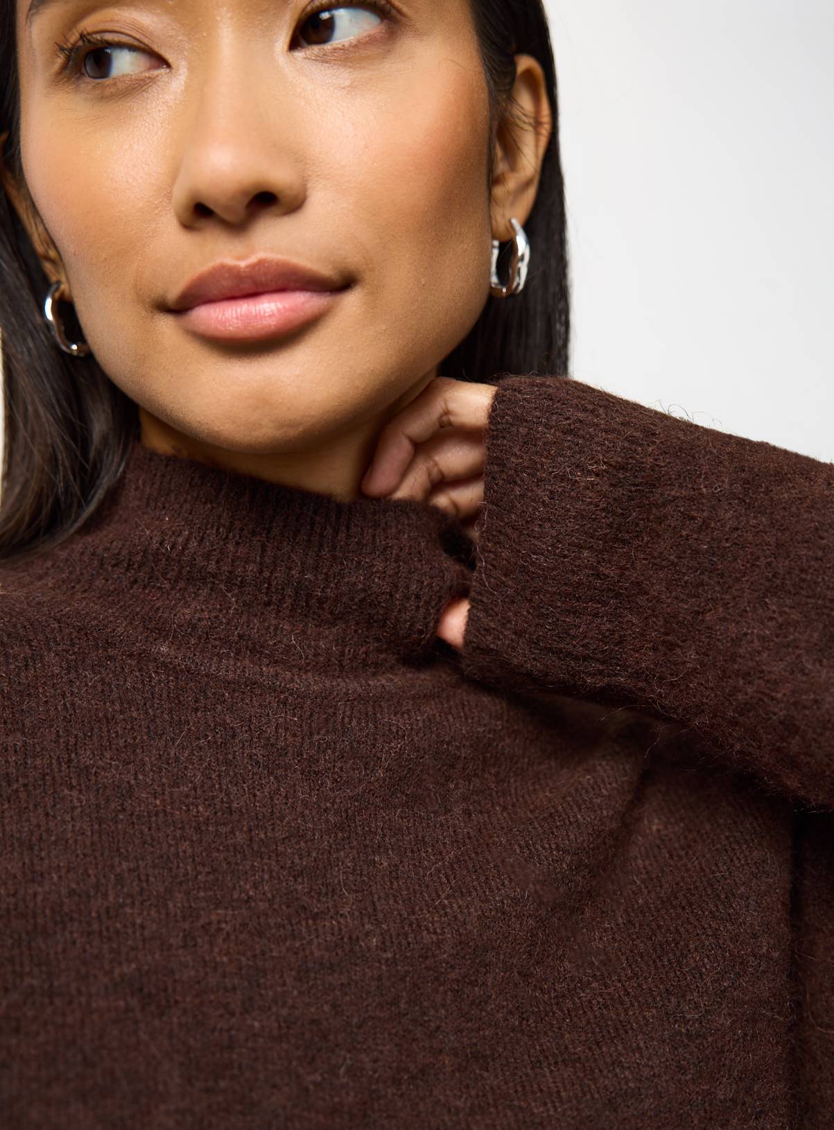 Dark Brown Jersey Turtle Neck Jumper XL - Image 3